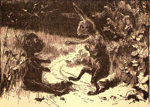 Братец Кролик и Смоляное Чучело на рисунке Frederick S. Church and James H. Moser из издания 1881 года.