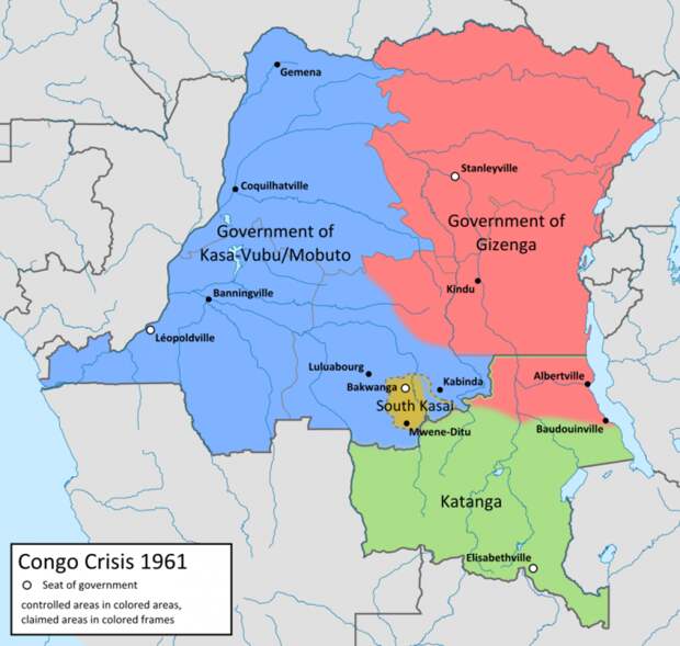 Карта Конго начала 60-х