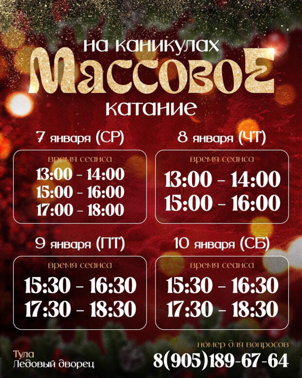 В январе в Туле пройдут массовые катания в ледовом дворце