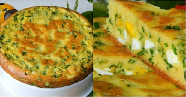 Быстрый пирог с яйцами и луком