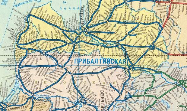 Карта железных дорог Прибалтики