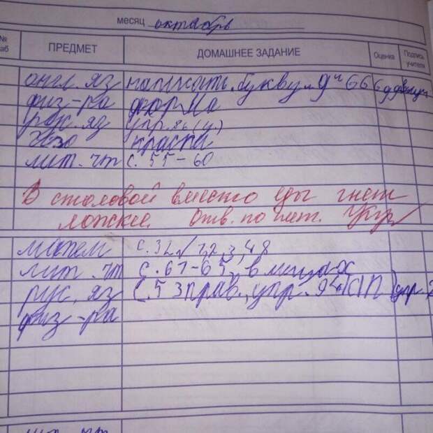 15 убойных замечаний в дневниках, после которых родителей вызывают в школу