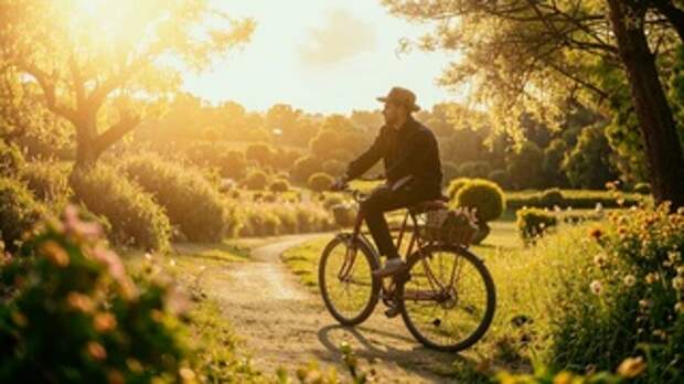 Мужчина на велосипеде / Изображение сгенерировано ИИ FusionBrain.AI от Sber AI / amic.ru