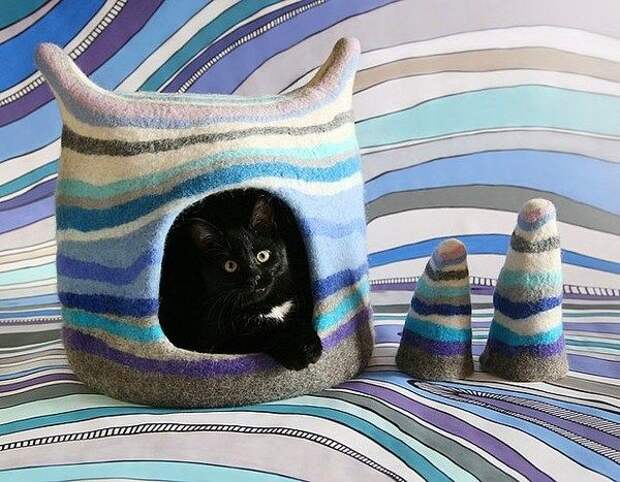 Юлия Косата и её невероятно потрясающие войлочные домики для кошек