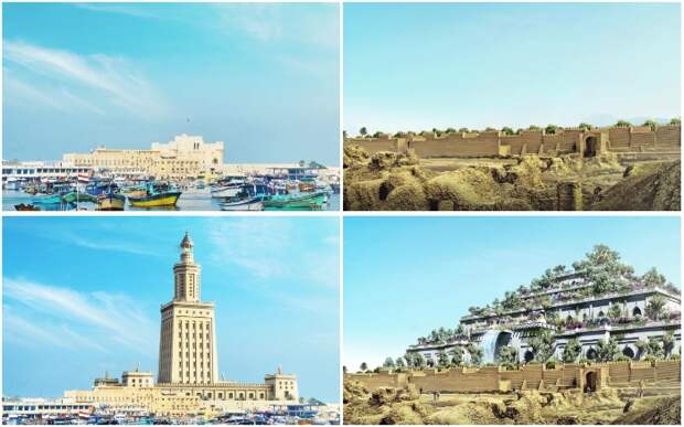Благодаря современным технологиям мы можем отчетливо увидеть, как выглядели Висячие сады Семирамиды и Александрийский маяк.