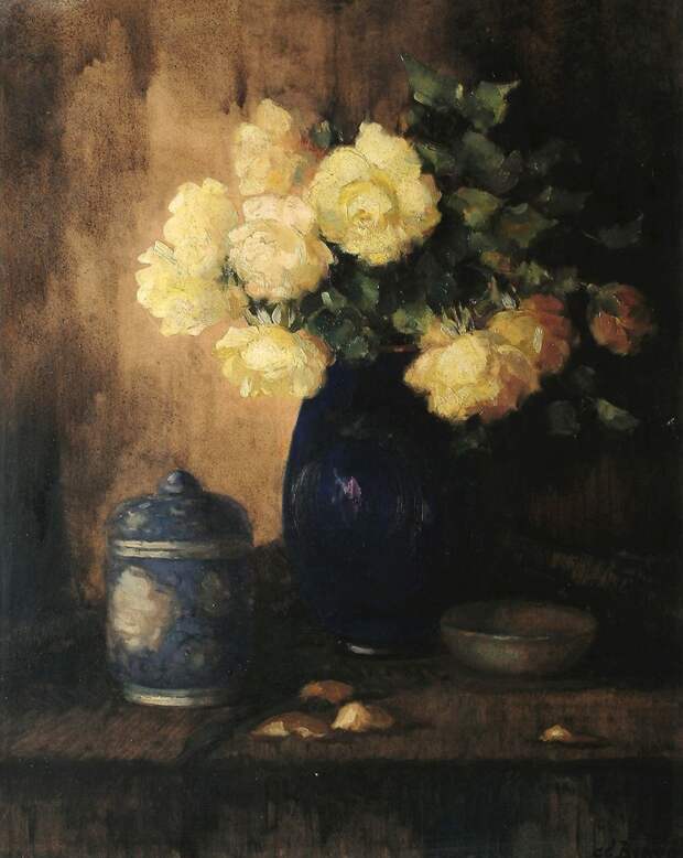 Still life of yellow roses in a blue vase)_66 x 92.jpg Still life of yellow roses in a blue vase)_66 x 92.jpg
