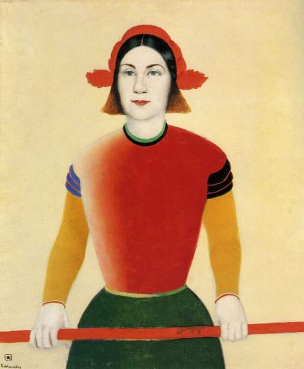 Kazimir Malevich. Girl with red flagpole