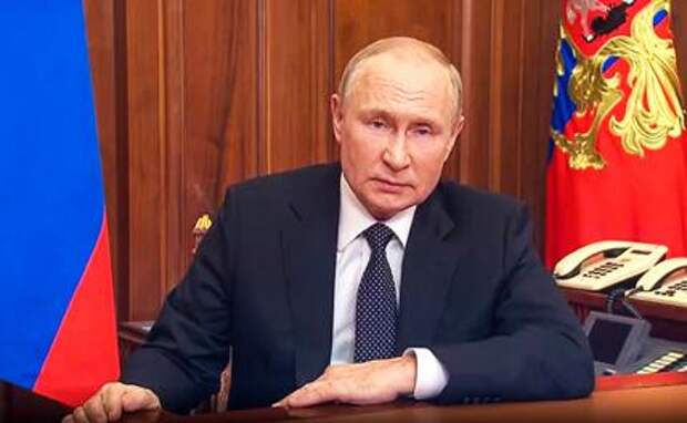 На фото: президент РФ Владимир Путин во время своего телевизионного обращения, в ходе которого было объявлено о частичной военной мобилизации.