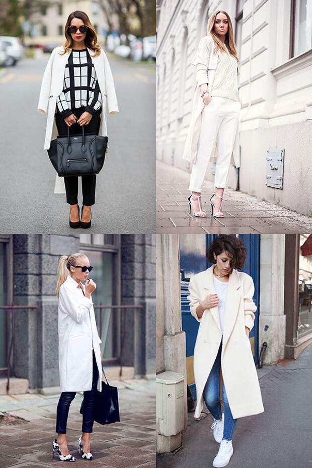 С чем носить белое пальто? 30 фото модных образов