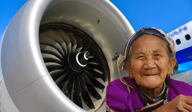 Старушка кинула на удачу монеты в двигатель самолета