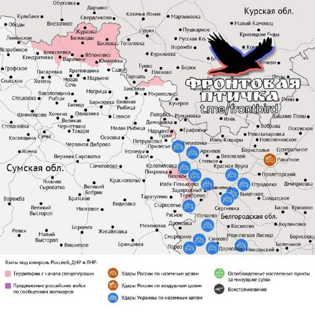 Карта СВО 14 марта 2026 года. Сумское направление.