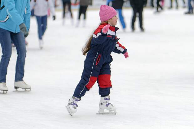 Ребенок, Маленький, Девочка, Коньки, Шапку, Patinând