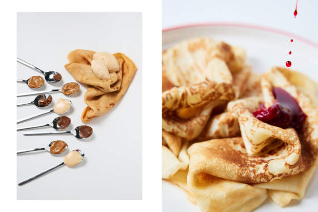 Блин на топлёном молоке с начинкой / блины с вареньем