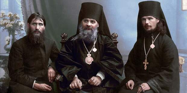 Григорий Распутин, епископ Гермоген и иеромонах Илиодор, 1906 год 