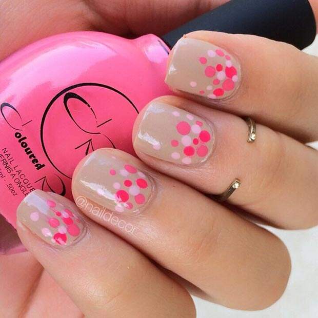 Nude-Nail-Design-with-Pink-Dots