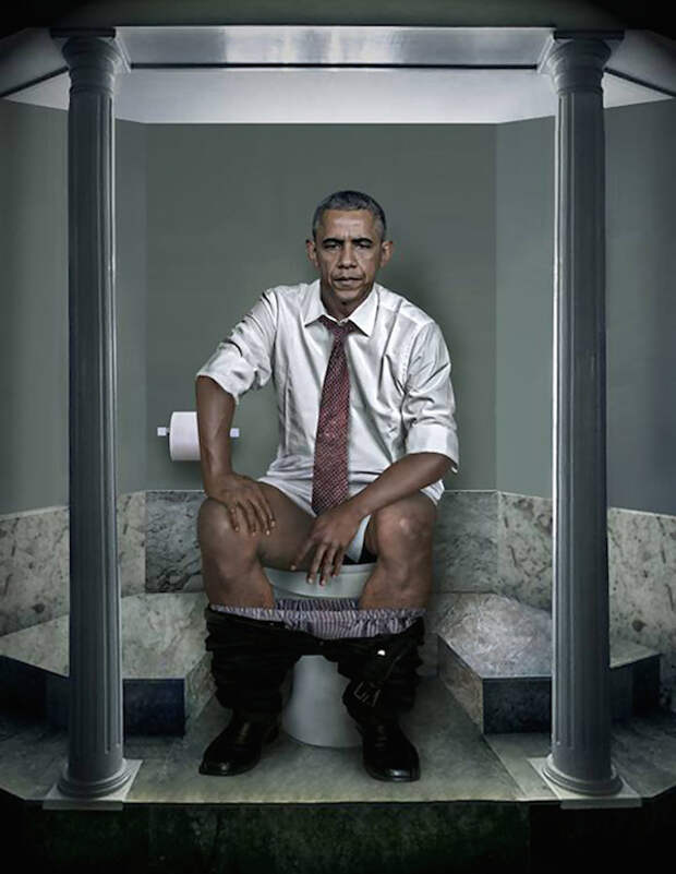 Барак Обама в туалете