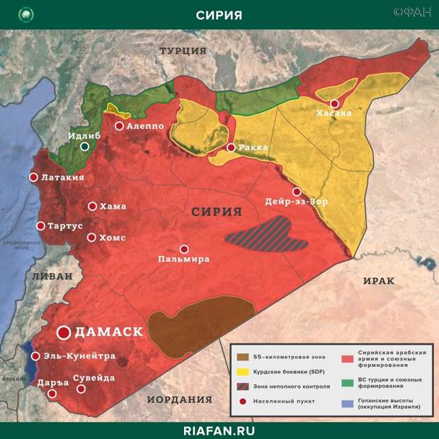 Карт военных действий в Сирии