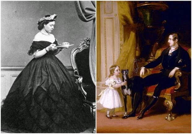 Слева: Вики. \ Справа: Маленькая Виктория вместе с отцом принцем Альбертом. \ Фото: pinterest.com.