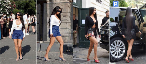 40-летняя американская звезда реалити-шоу, актриса и фотомодель Ким Кардашьян (Kim Kardashian) на улицах Рима