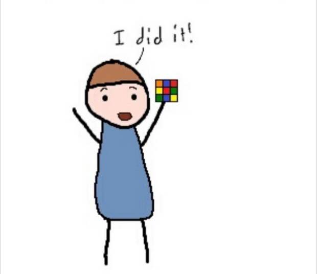 14. Когда уже обрадовался, что собрал кубик Рубика, но это оказалось вовсе не так Дальтонизм, жизнь, ситуация