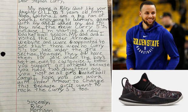 steph curry responds to girl letter shoes
