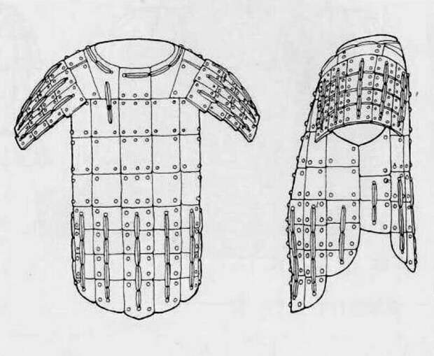 Пластинчатый доспех первого типа. Источник: Ancient Chinese Armour. — Shanghai, 1996. — Р. 27