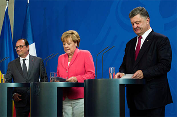 Франсуа Олланд, Ангела Меркель и Петр Порошенко