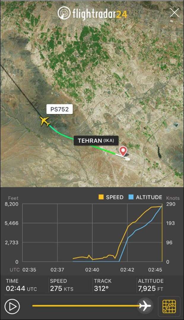 Самолёт над Тегераном всё же сбили