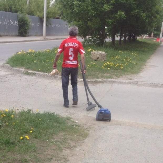 Ничего необычного, просто Моцарт выгуливает пылесос Ничего необычного, просто Моцарт выгуливает пылесос девушки, дурдом, прикол, психи, юмор