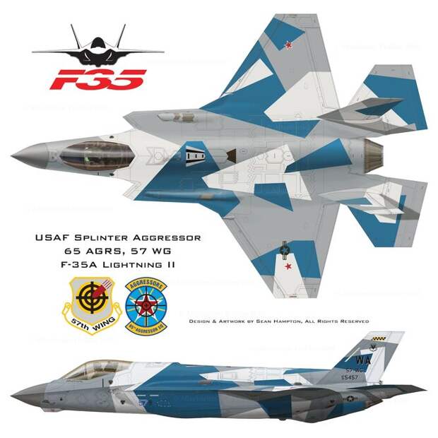 Шестой вариант "российского" F-35 с сине-серо-белым камуфляжем