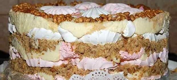 торт из зефира со сгущенкой и печеньем