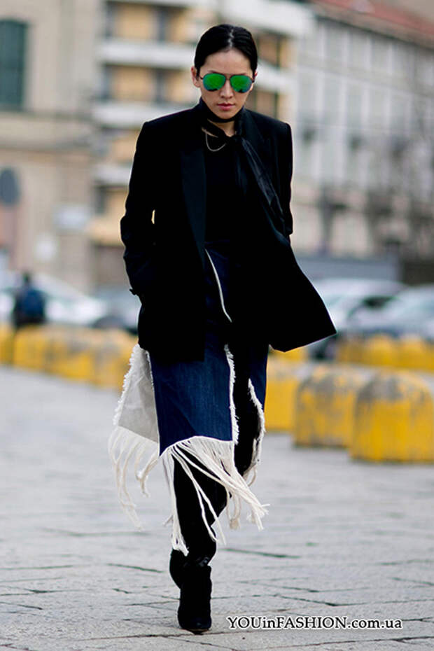 Неделя моды в Милане, уличный стиль, короткое пальто