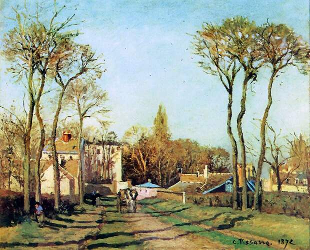 Pissarro Camille Entry into the village of Voisins Sun. Писсарро, Камиль