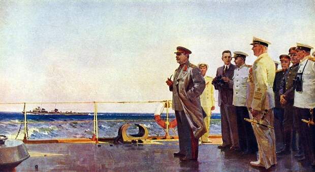В. Пузырьков. И.В. Сталин на крейсере "Молотов".