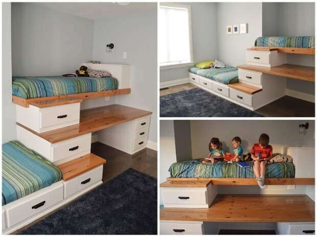 За две недели родителям удалось создать очень уютную и просторную детскую комнату для своих сыновей. | Фото: cpykami.livejournal.com.