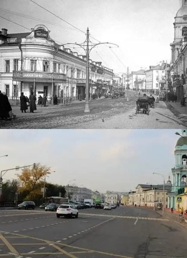 История москвы было стало. Николоямская 1 100 лет назад. Кошельная Слобода в Москве. Старая Москва сейчас. Москва сейчас и 100 лет назад.