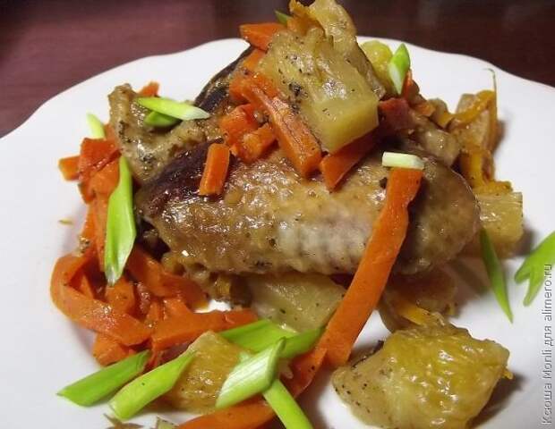 курица с фруктами