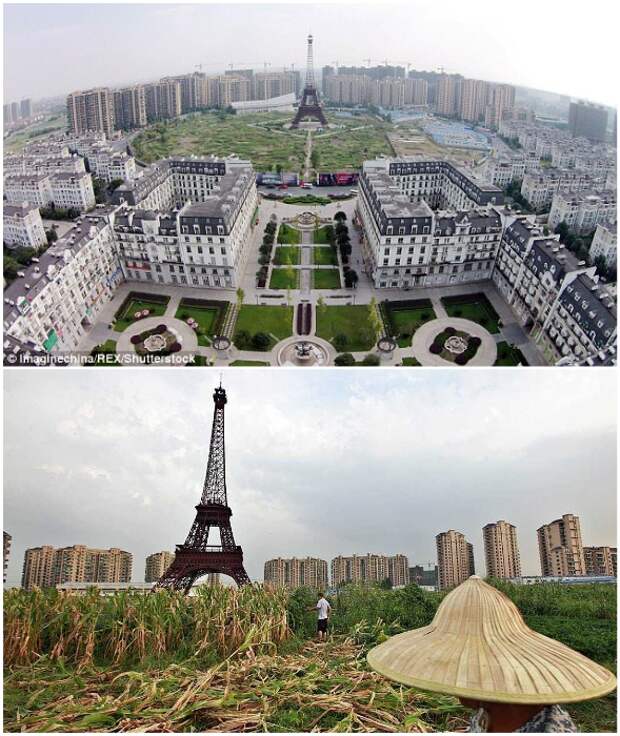 О чем мечтали авторы проекта, и что в итоге получилось (Tianducheng, Китай). О чем мечтали авторы проекта, и что в итоге получилось (Tianducheng, Китай).