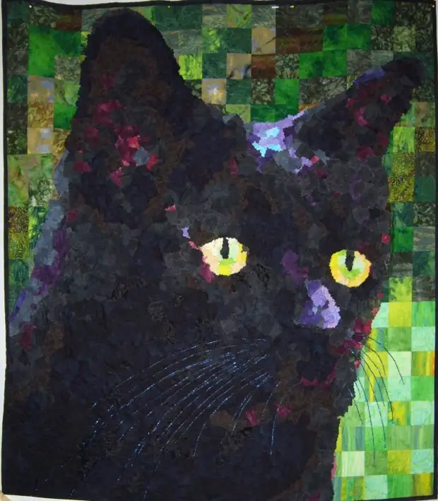 Лоскутное одеяло Черный кот автор Пенни Сандер