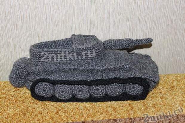 Вязание крючком тапки танки