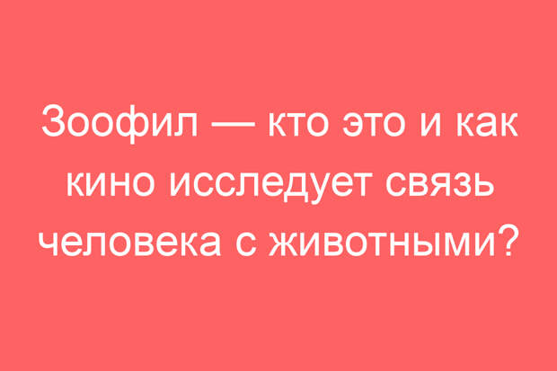 Зоофил — кто это и как кино исследует связь человека с животными?