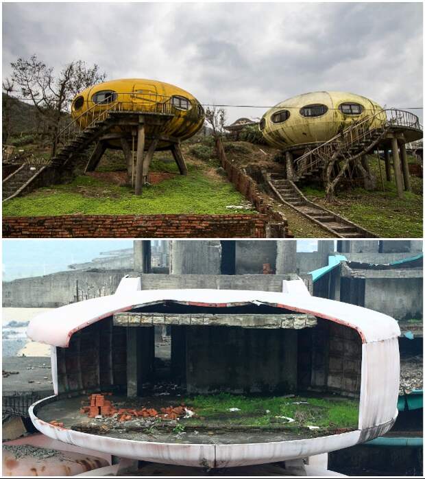Перед сносом UFO houses имели совсем жалкий вид (Футуро, Тайвань). Перед сносом UFO houses имели совсем жалкий вид (Футуро, Тайвань).