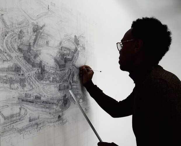 Художник рисует невероятно подробные эскизы британских городов шариковой ручкой