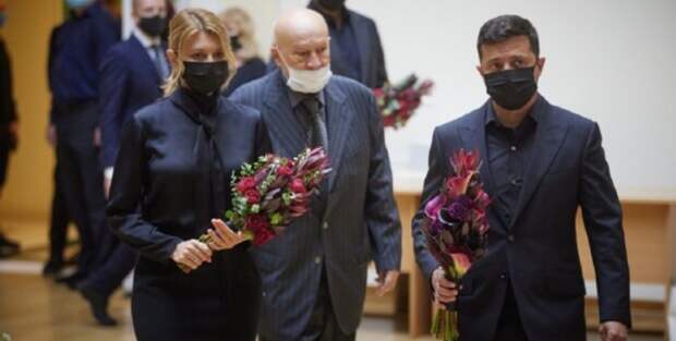 Владимир и Елена Зеленские на похоронах Бориса Патона