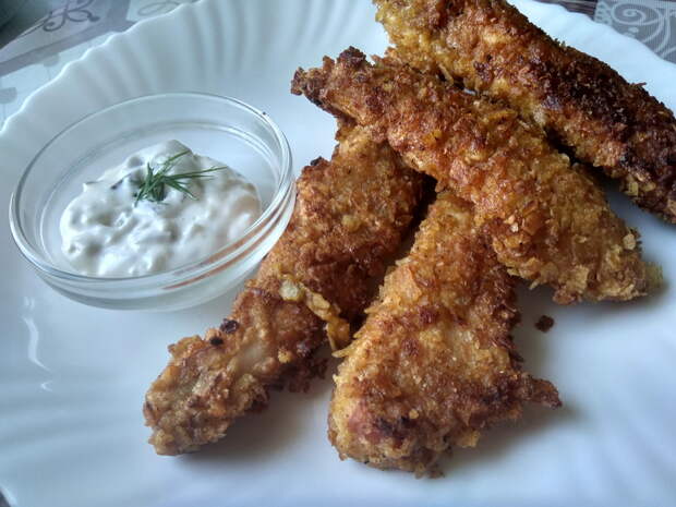 Очень простой и вкусный способ готовить куриное филе. Стрипсы в чипсах. Внуки съедают моментально