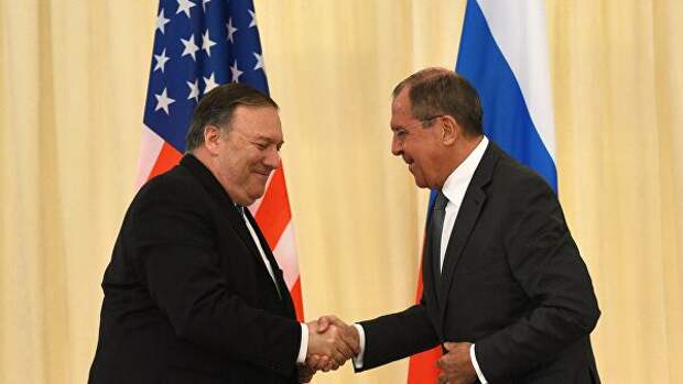 Министр иностранных дел России Сергей Лавров и госсекретарь США Майк Помпео Министр иностранных дел России Сергей Лавров и госсекретарь США Майк Помпео