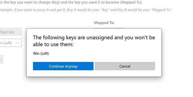 Remap Windows Key Confirm Remap