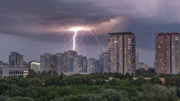 Москвичей предупредили о грозе и сильном ветре