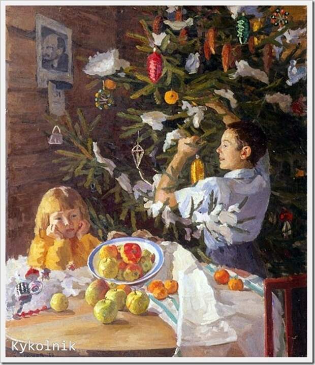 Дунчев Сергей Яковлевич (Россия, 1916 - 2004) «Под Новый год» 1951(2) Дунчев Сергей Яковлевич (Россия, 1916 - 2004) «Под Новый год» 1951(2)