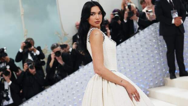 dua lipa in a white dress